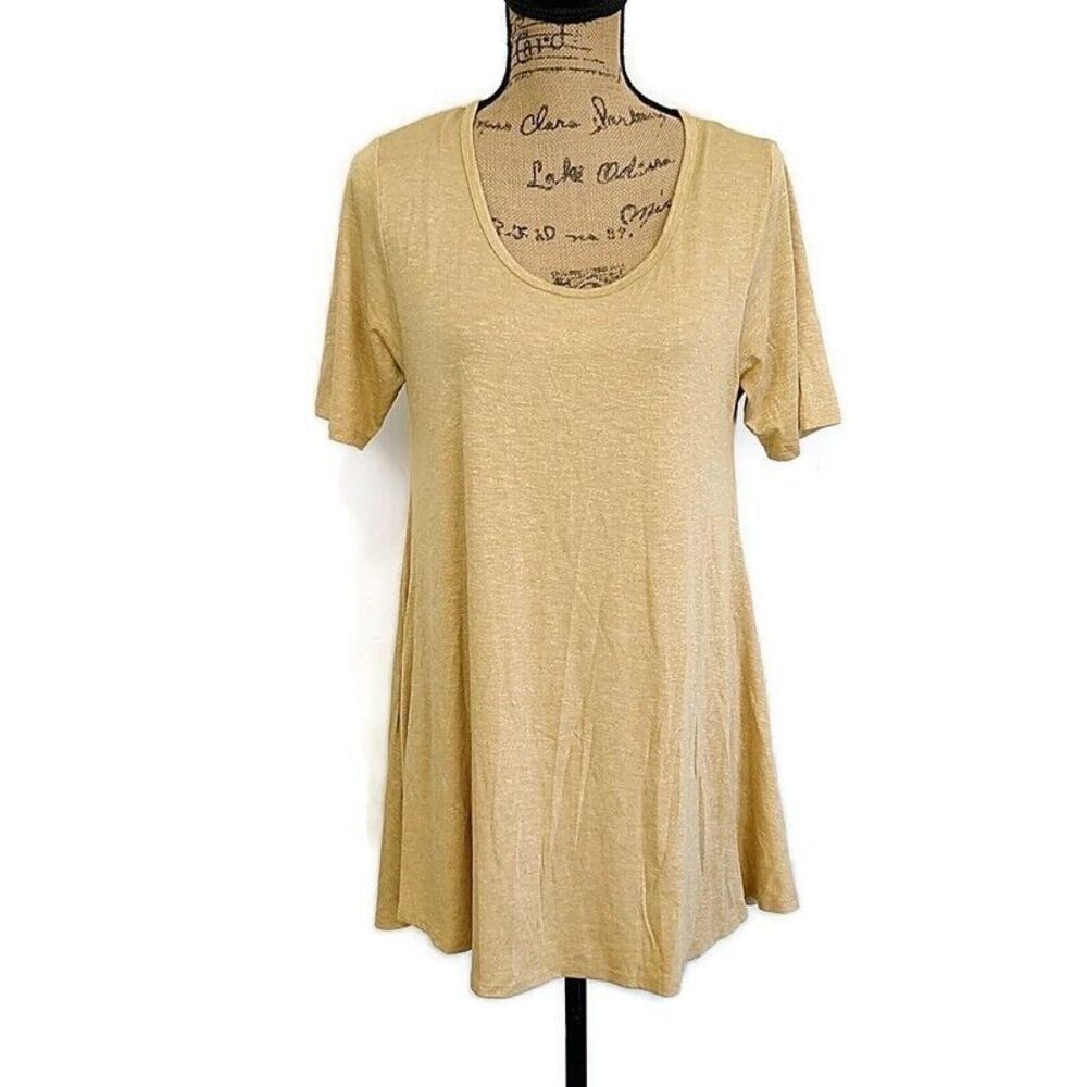 Lularoe Womens sz S Top Yellow Heathered Short Sleeve Scoop Neck